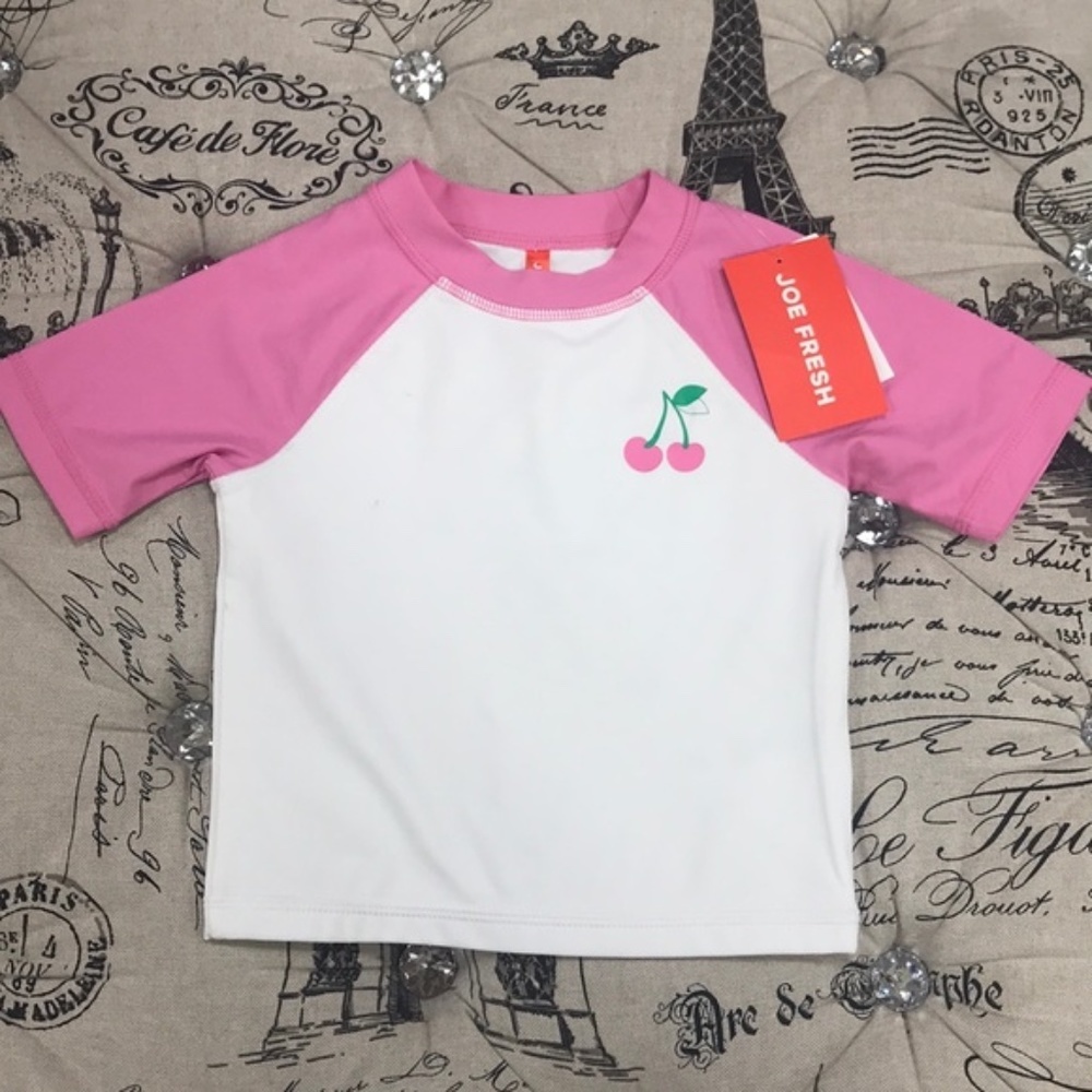 Joe Fresh Cherry Raglan Rashguard Swim Top - Picture 2 of 7